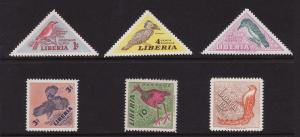 Liberia #341-46 F-VF MNH ** Birds, triangles, diamond shapes