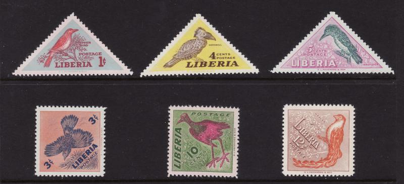 Liberia #341-46 F-VF MNH ** Birds, triangles, diamond shapes