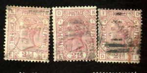 GREAT BRITAIN #66PL1-3 USED FINE Cat $315