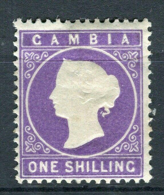 GAMBIA; 1886 classic QV Crown CA issue Mint hinged Shade of 1s. value