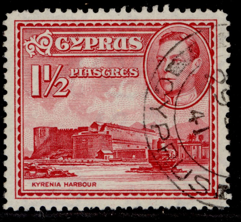 CYPRUS GVI SG155, 1½pi carmine, FINE USED.