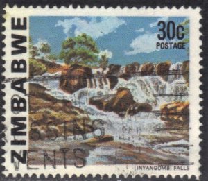 ZIMBABWE  SC# 426 **USED**  1980  30c INYANGOMBE FALLS SEE SCAN