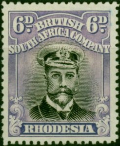 Rhodesia 1923 6d Jet-Black & Lilac SG314 P.15 Fine MM