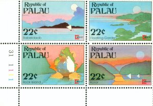 PALAU 116A  MNH BLOCK OF 4 SCV $2.75 BIN $1.50 REPTILES