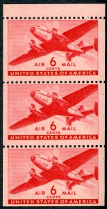 #C25a – 1943 6c Transport Plane,bklt pane (3). MNH OG.