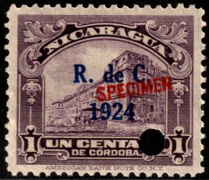 ✔️ NICARAGUA 1924 - NATIONAL PALACE SPECIMEN & PUNCH - SC. RA26a MNH [028]