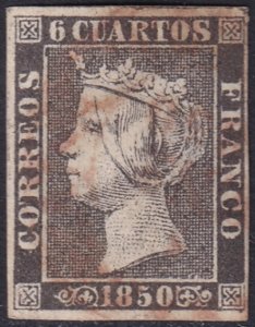 Spain 1850 Sc 1b used date (baeza) cancel type I position 5