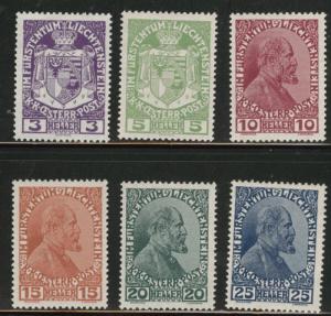 Liechtenstein Scott 4-9  MH* 1917-1918 set CV $12