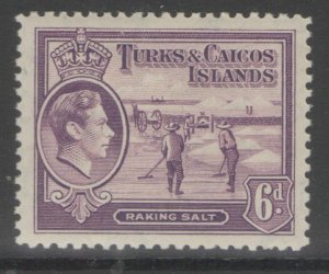 TURKS & CAICOS IS. SG201 1938 6d MAUVE MTD MINT