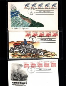 United states 3 plate number coil first day covers 2127 2452d 2468 cat $31.00