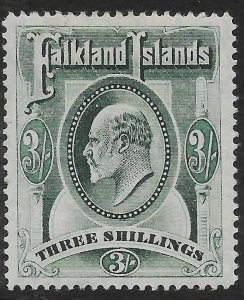 FALKLAND ISLANDS SG49 1904 3/= GREEN MTD MINT