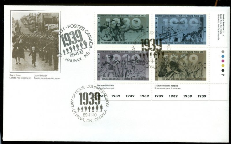 ?FDC 1989 LR plate block Second World War First Day cover Canada