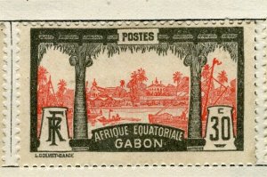 FRENCH COLONIES GABON; 1910 early local pictorial issue fine Mint 30c. value