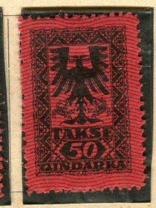 ALBANIA; 1921 early Postage Due issue fine Mint hinged 50q. value