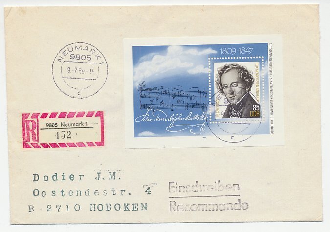Registered cover Germany / DDR Felix Mendelssohn Bartholdy - Composer