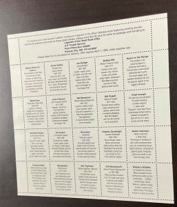 2870 Legends of the West Error sheet 29 c MNH Sheet of 20  FV $5.80  1994 