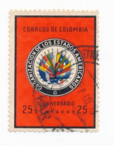 Colombia 1962 Scott 743 used - 25c, Flags of American Nations