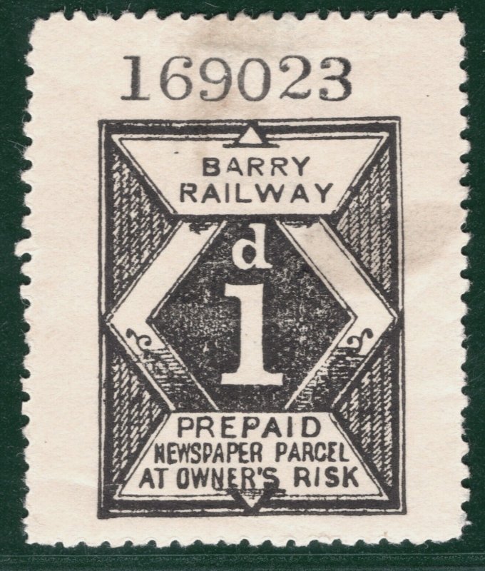 GB Wales BARRY RAILWAY Newspaper Parcel Stamp 1d Mint MM{samwells-covers}YOW96