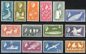 South Georgia Sc# 1-16 SG# 1/16 (no 1p 2sh) MNH 1953-1969 Definitives