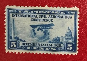 1928 US Sc 650 unused 5 cent Globe and airplane CV$4.50 Lot 1631