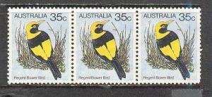 AUSTRALIA Sc# 735 MNH FVF 3Strip Regent Bower Bird 