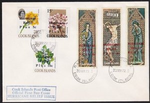 COOK IS 1972 Hurricane Relief overprint set on FDC - scarce................B1834