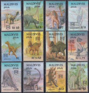 MALDIVE ISLANDS Sc # 1727/42 PART MNH SET of 12 as ISSUED - DINOSAURS