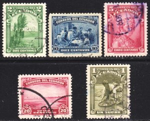 Ecuador Scott 361-65 complete set F to VF used.  FREE...