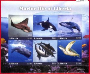 A1996- LIBERIA, ERROR: IMPERF, M/S - 2020 Marine Life, Whales, Turtles, Dolphins 