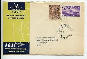 BOAC Rome/Aden of 22.8.57 - Aerogramma per Aden