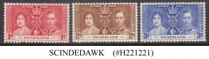 SWAZILAND - 1937 KGVI CORONATION - 3V - MINT NH