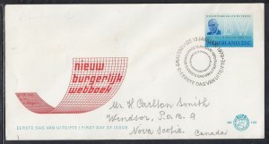 Netherlands Scott 480 FDC - New Civil Code