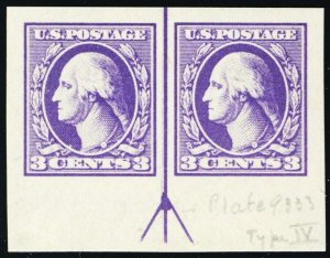 535, Mint 3¢ Superb NH Pair With Arrow Line GEM QUALITY! -- Stuart Katz 