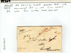 GB WALES Cover *NEATH* UDC Manuscript *Pd*7 Cardiff 1831{samwells-covers}PE269 