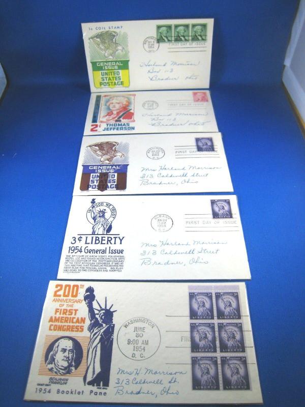 U.S. FDC - SCOTT # 1033//1057c  -  GENERAL ISSUE 1954