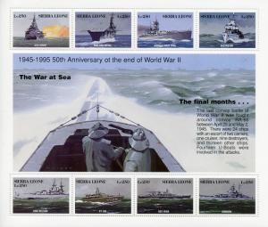 Sierra Leone Ships Stamps 1995 MNH WWII WW2 VE Day World War II Bismark 8v M/S