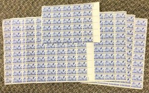 1010 Marquis de Lafayette Lot of 8 1/2 sheets MNH 3 c stamp FV $12.90  1952