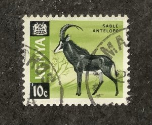 Kenya 1966/69  Scott  21  used - 10c,  Sable Antelope
