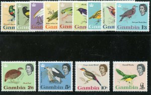 Gambia 1963 QEII Birds set complete superb MNH. SG 193-205. Sc 175-187.