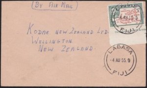 FIJI 1955 GVI 2½d on cover LABASA to New Zealand...........................B2745