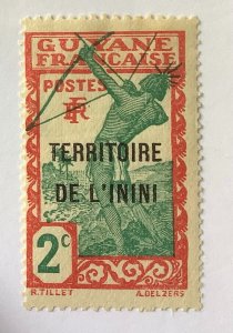 Inini 1932 Scott 2 MH - 2c, Carib Archer, French Guiana Ovpt