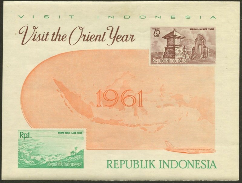 INDONESIA Sc#507-516 as Set of Four Souvenir Sheets Tourism 1961 Mint NH