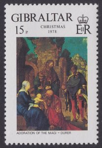 Gibraltar 415 Christmas Dürer Adoration of the Magic 15p single MNH 1978