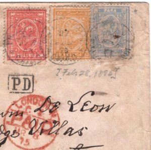 EGYPT QV Cover 1875 *PYRAMIDS 3-COLOUR FRANKING* London via Alexandria MA737