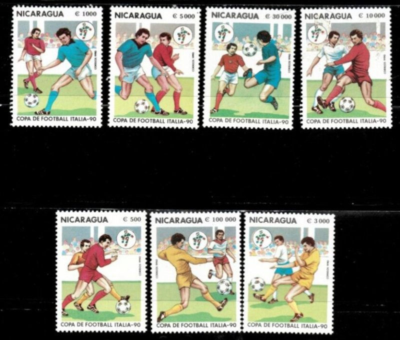 Nicaragua 1993 - Soccer - Set of 7 Stamps - Scott #1789-95 - MNH