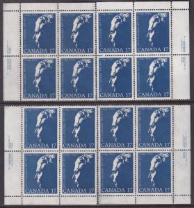 Canada 1980 Sc 859, 859i John Diefenbaker Plate Block 1 Set of 4 Stamp MNH