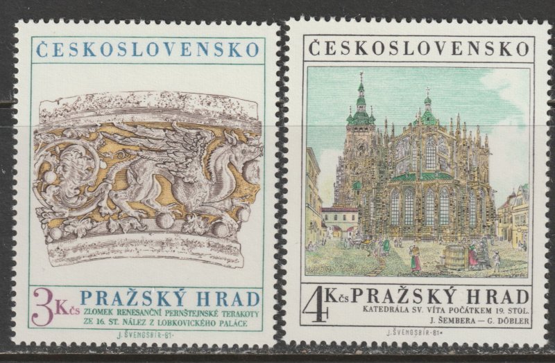 1981 Czech Rep - Sc 2383 - MNH VF - 2 single - Prague Castle Art