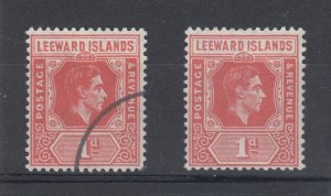 Leeward Islands KGVI 1948 1d Red x 2 SG99c MNH/VFU J6410