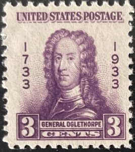 Scott #726 1933 3¢ Georgia Bicentennial MNH OG