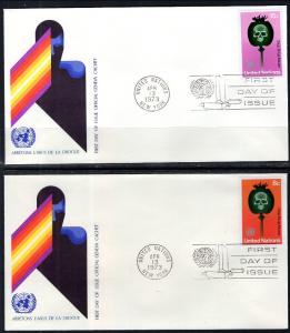UN New York 336-237 Stop Drug Abuse Geneva Set of Two U/A FDC